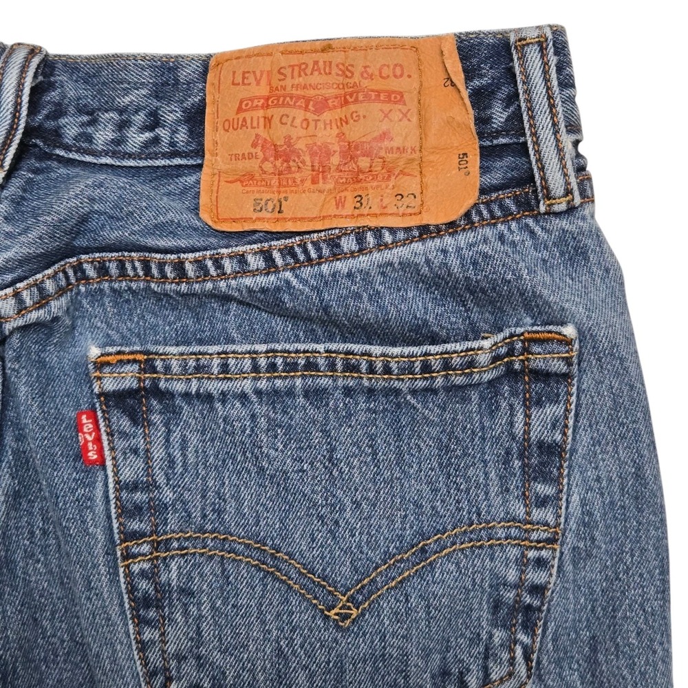 Vtg 80s 90s Levis 501XX Button Fly Jeans Size 30x31 (tag 31x32) Red Bat Wing VGC - Picture 7 of 13